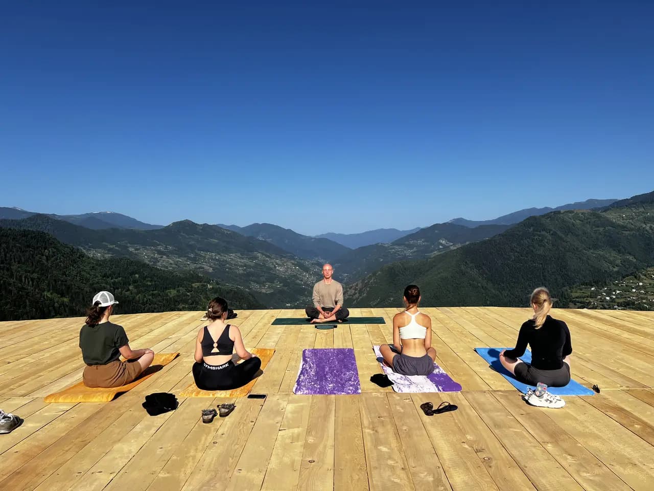Morning yoga on the platform